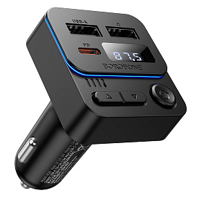 FM-модулятор Borofone BC60 (Bluetooth, 2USB, Type-C, 35W, QC3.0, дисплей) черный