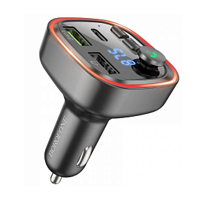 FM-модулятор Borofone BC48 (Bluetooth, 2USB, Type-C, 18W, QC3.0, TF) черный(УЦЕНКА)тех.пак